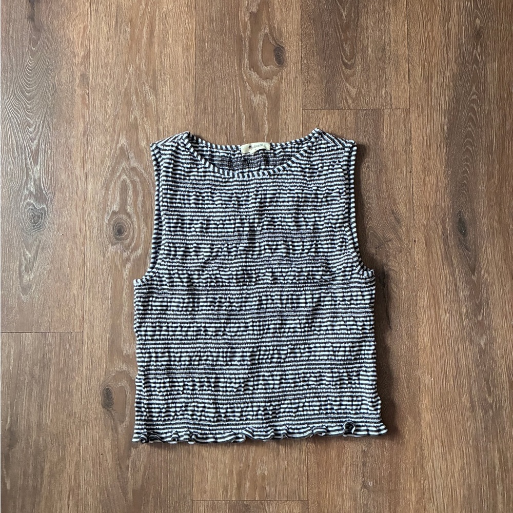Madewell Black and White Striped Tank Top